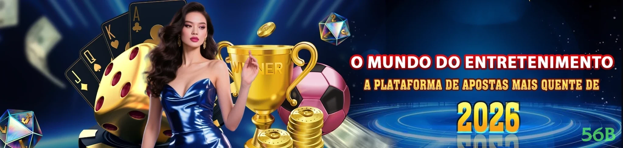 Imagem promocional da 56b mostrando a plataforma e suas vantagens